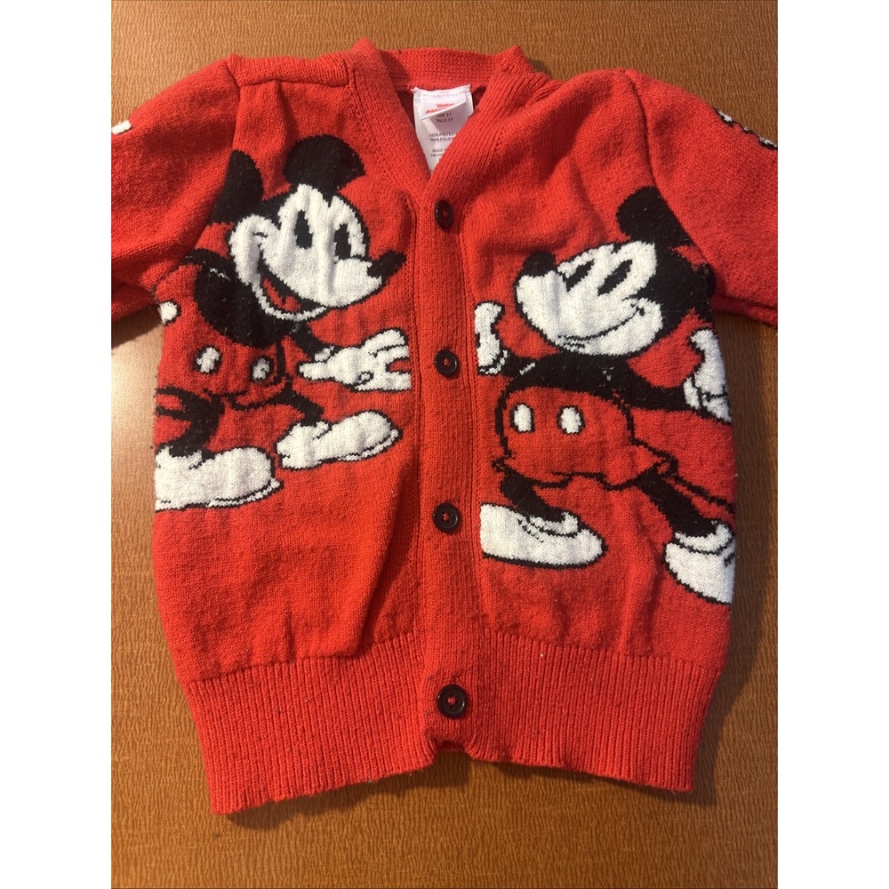 Mickey Mouse Red Cardigan Sweater Size 3T - Picture 3 of 9